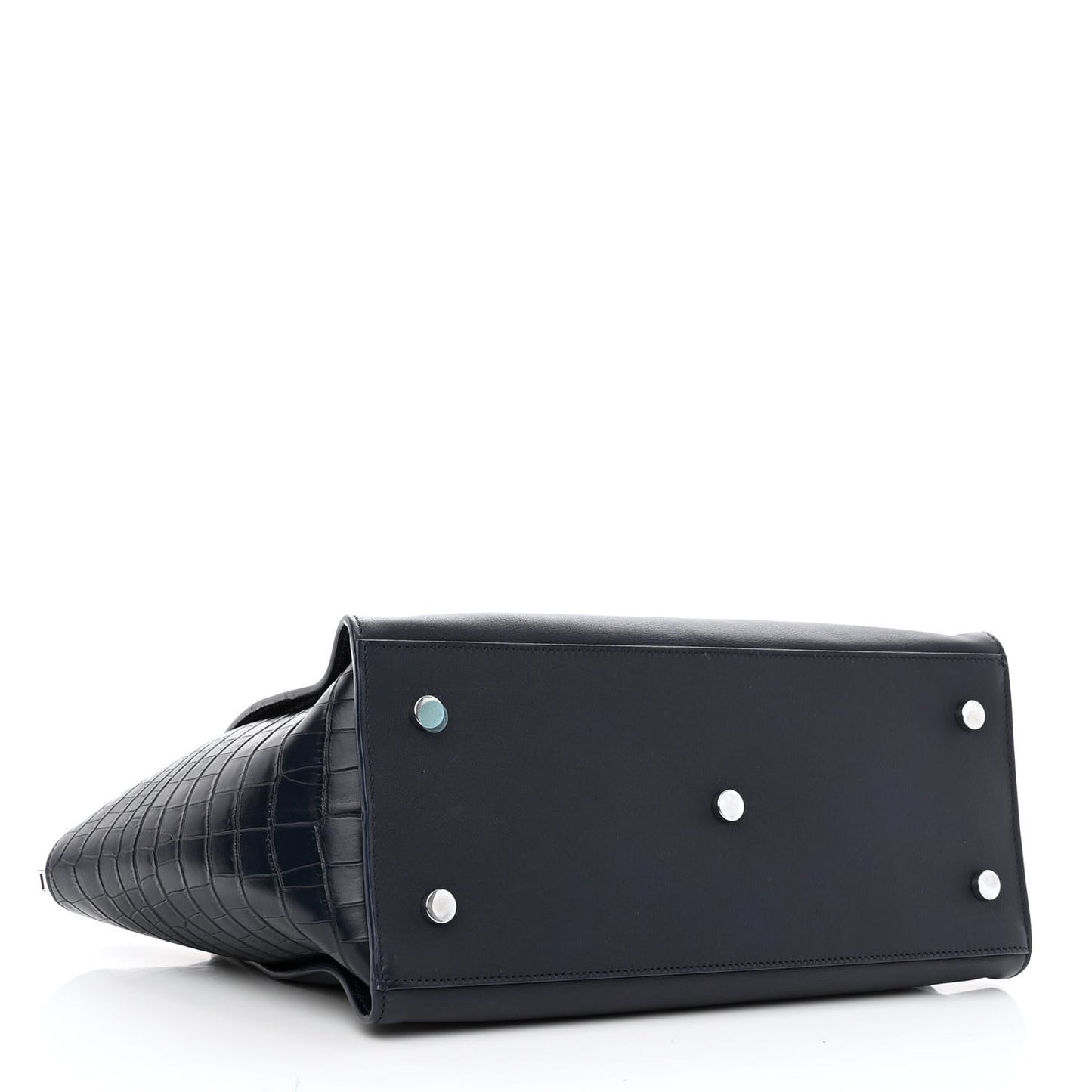 Calfskin Croc Embossed Small Monogram Downtown Cabas Blue
