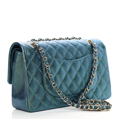 Chanel Iridescent Caviar Quilted Medium Double Flap Green 3 of 12