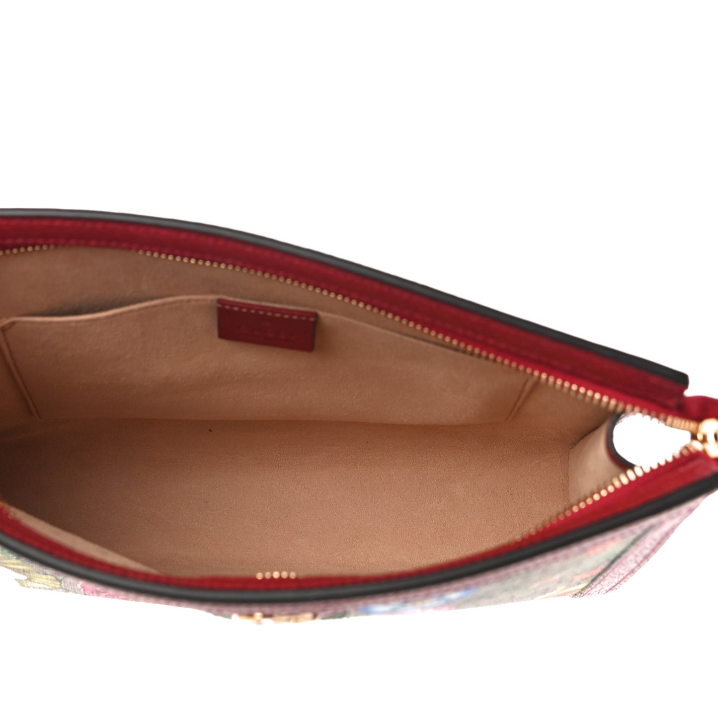 GG Supreme Monogram Flora Web Ophidia Pouch Red