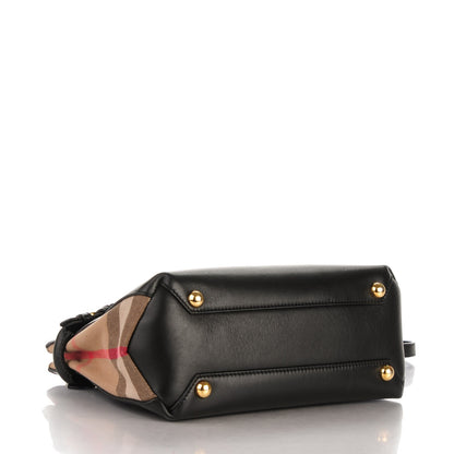 Burberry Calfskin House Check Small Banner Tote Black 4 of 8