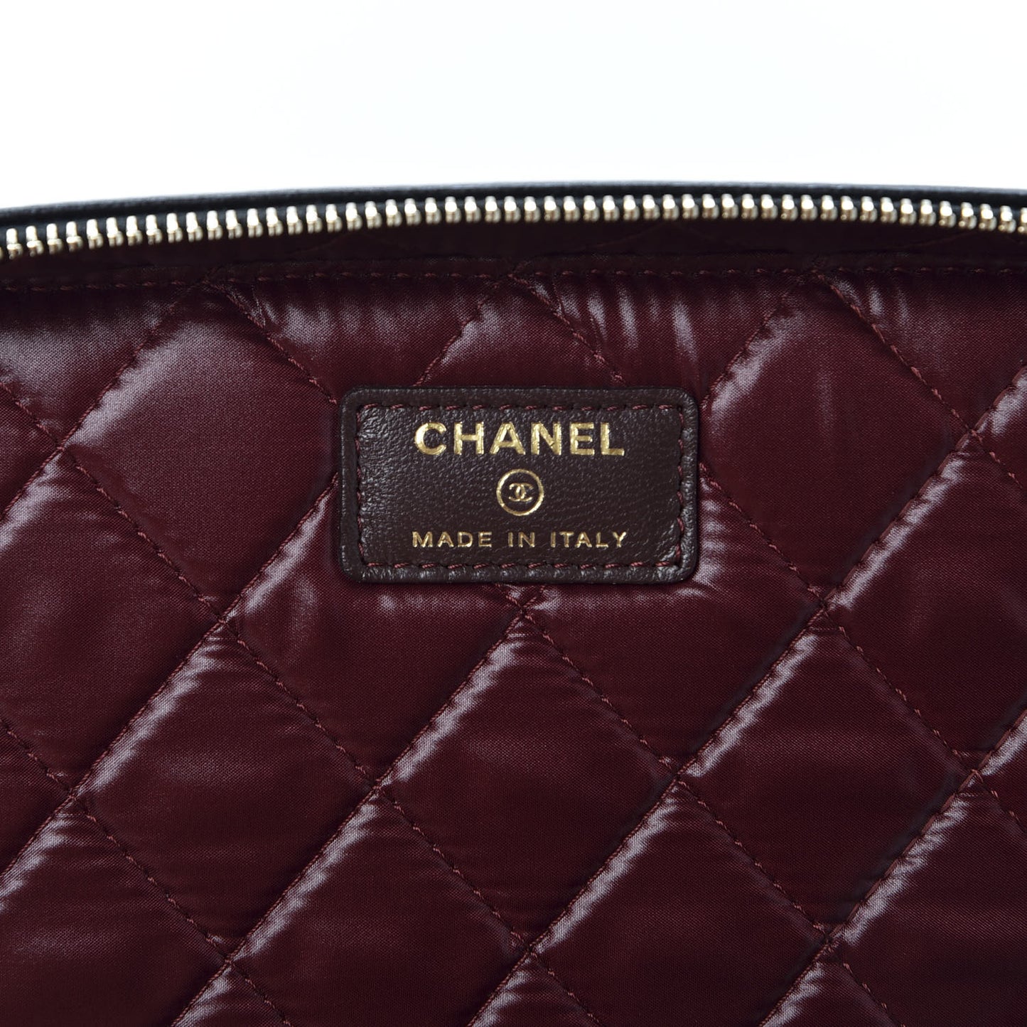 Lambskin Quilted Large Vanity Pouch Black