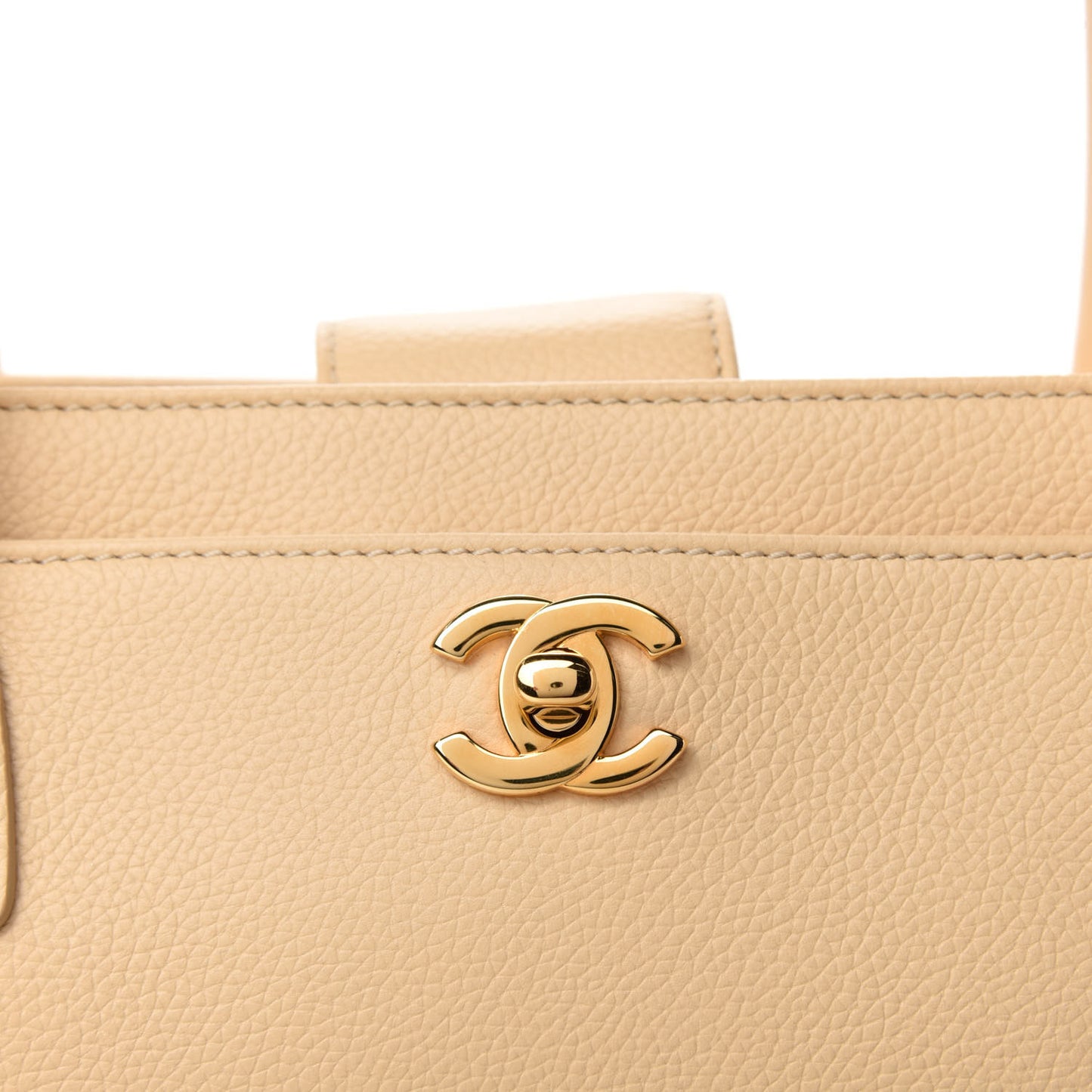 Calfskin Cerf Executive Shopper Tote Beige Clair