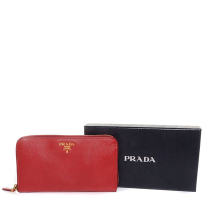 Prada Saffiano Metal Zip Around Wallet Fuoco 4 of 9