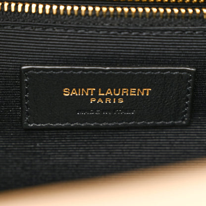Saint Laurent Grain De Poudre Mixed Matelasse Large Triquilt Monogram Satchel Dark Beige 6 of 10