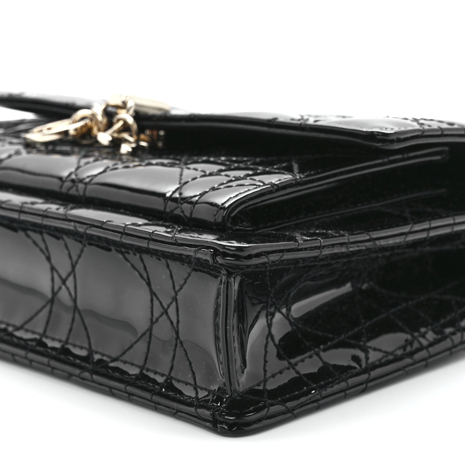 Christian Dior Patent Cannage Lady Dior Chain Pouch Black 10 of 10