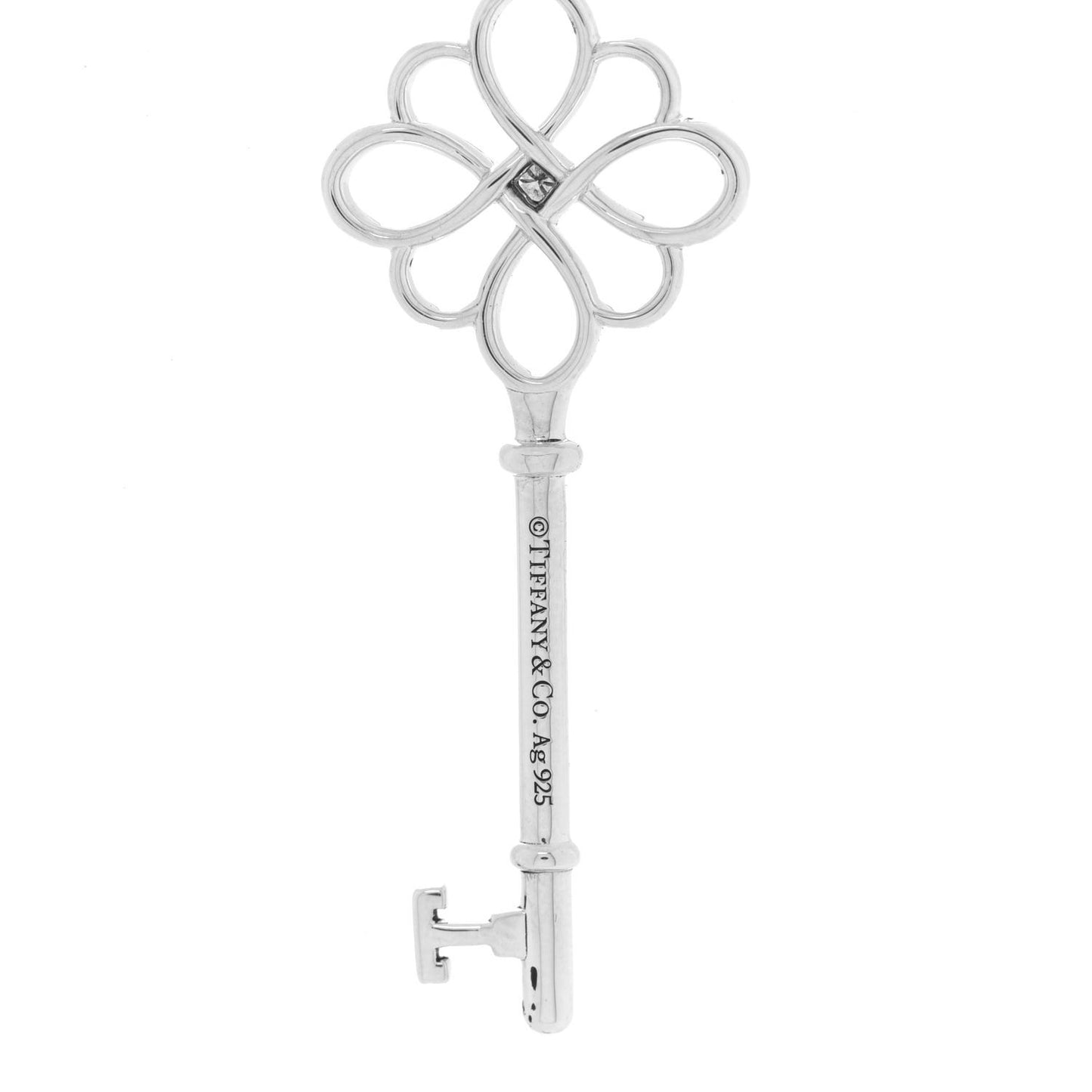 Sterling Silver Diamond Knot Key Pendant Necklace