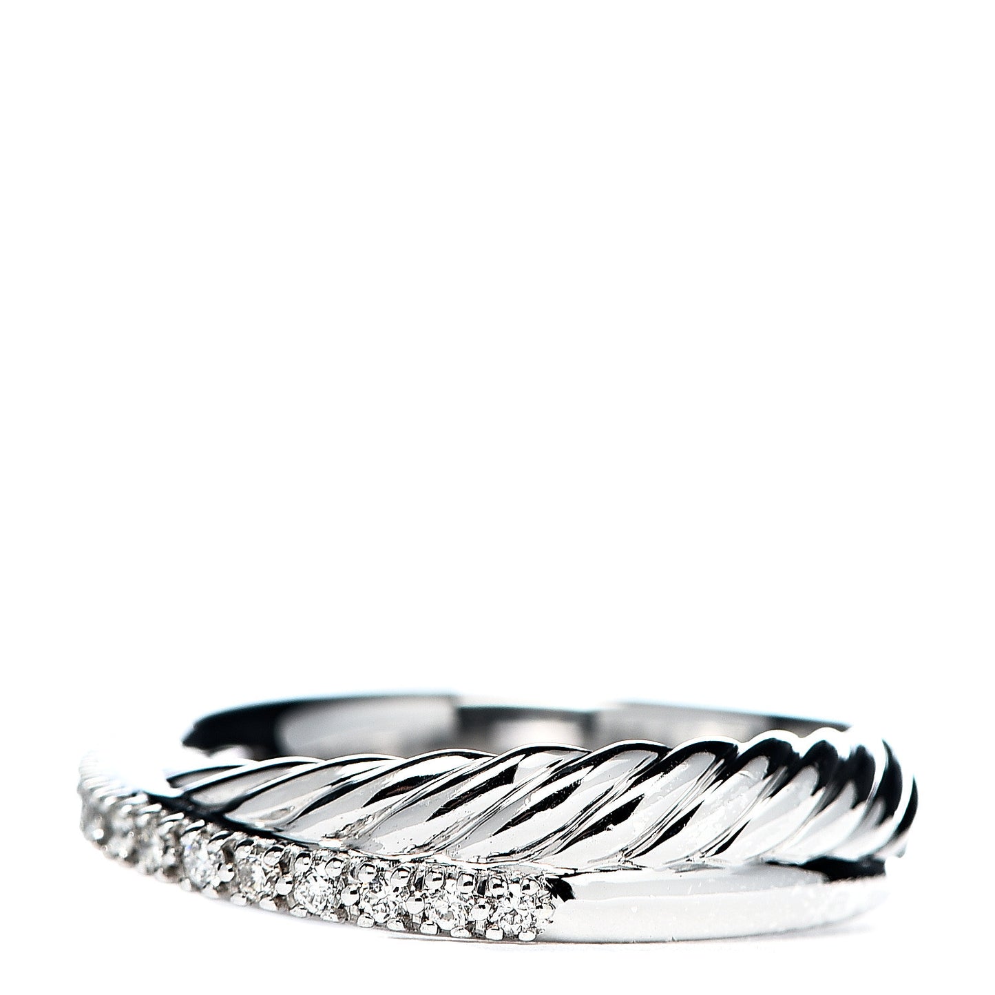 Sterling Silver Diamond 5mm Crossover Ring 50 5.5