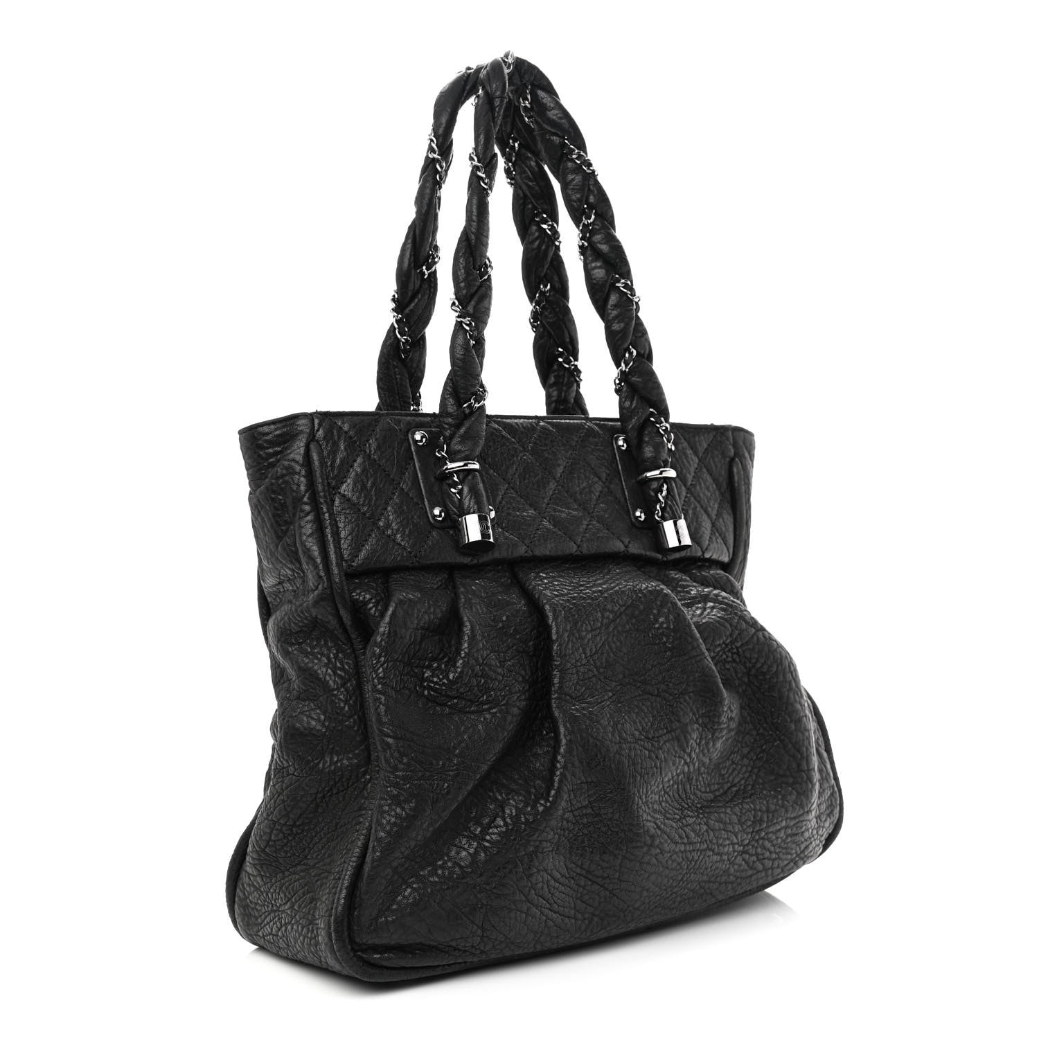 Chanel Distressed Lambskin Vintage Ligne Lady Braid Tote Black 2 of 11