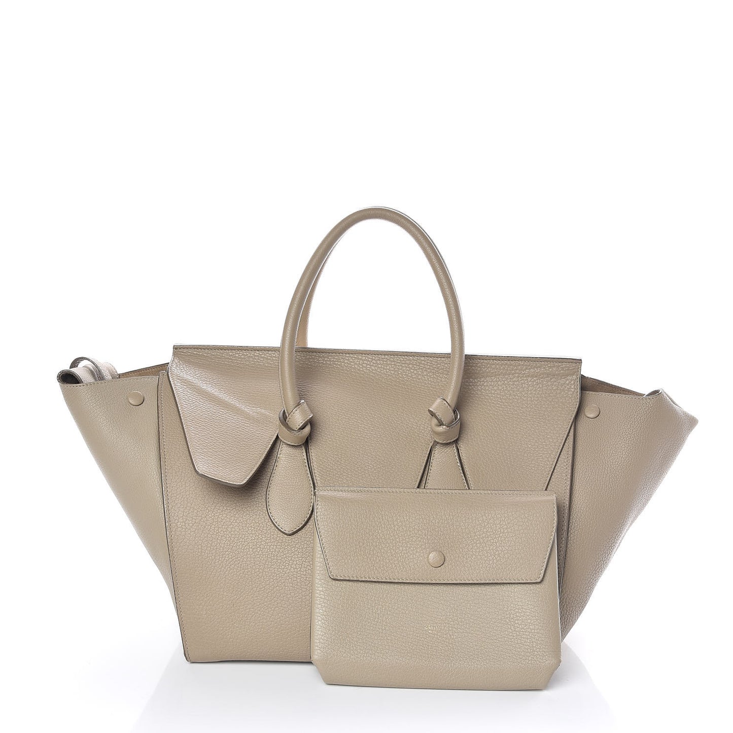 Crisped Calfskin Medium Tie Knot Tote Light Taupe