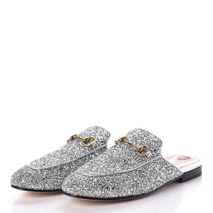 Gucci Glitter Womens Princetown Slippers 36.5 Silver 3 of 8