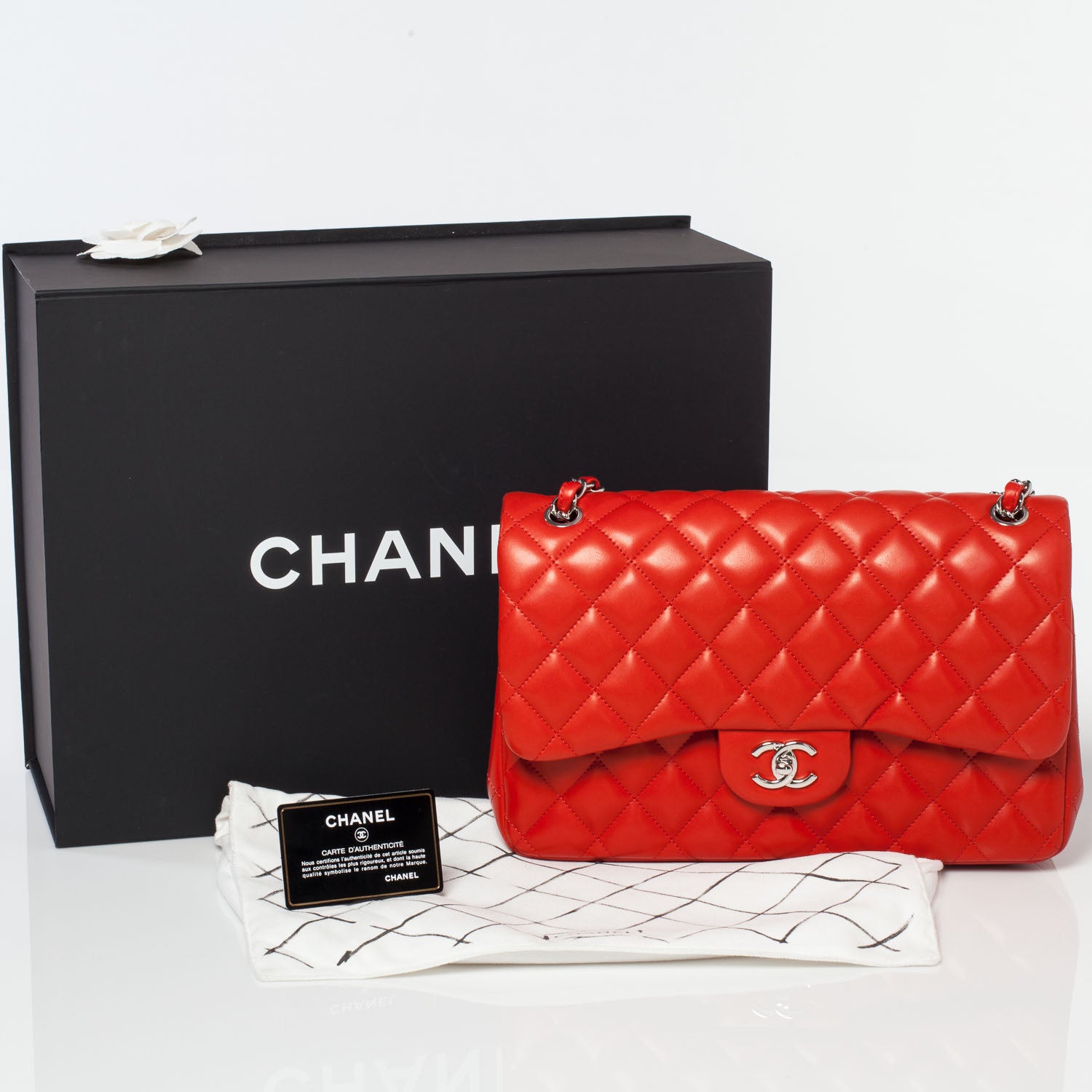 Chanel Lambskin Jumbo Double Flap Red 9 of 10