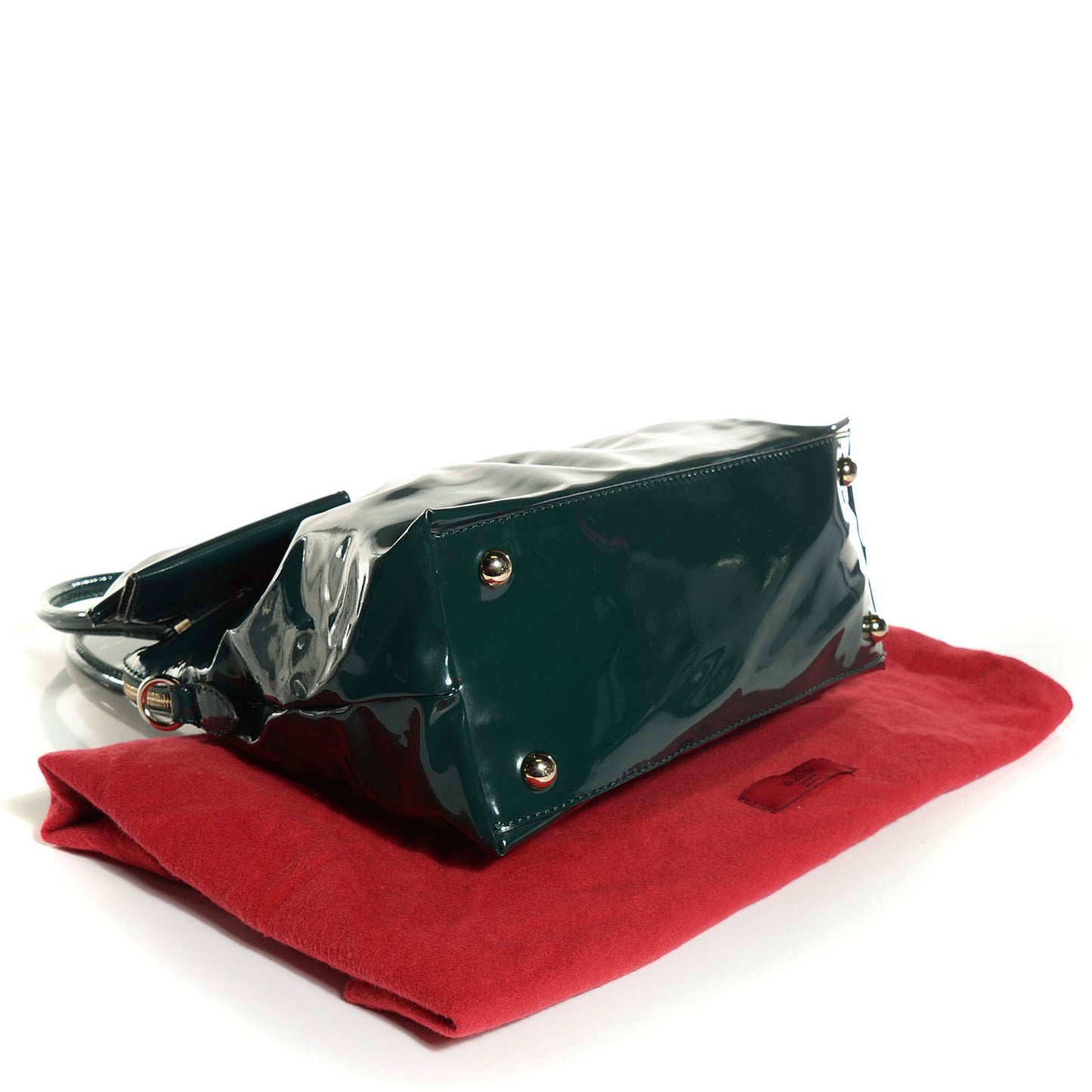 Patent Lacca Bow Dome Tote Dark Green