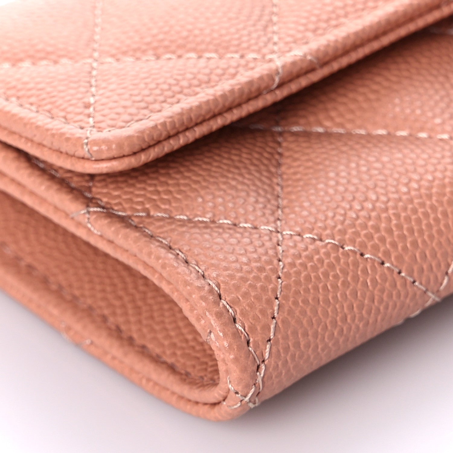 Chanel Caviar Metal Perforated Quilted CC Flap Card Holder Beige 9 of 11