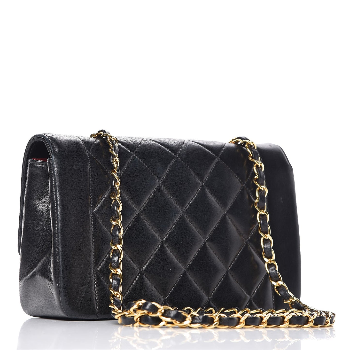 Lambskin Quilted Small Single Flap Black