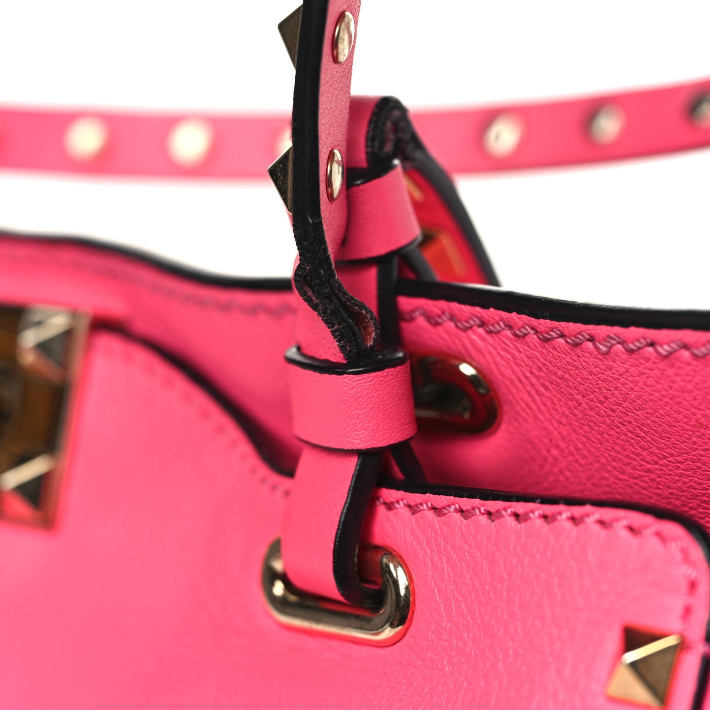 Vitello Small Rockstud Tote Fuxia Fluo