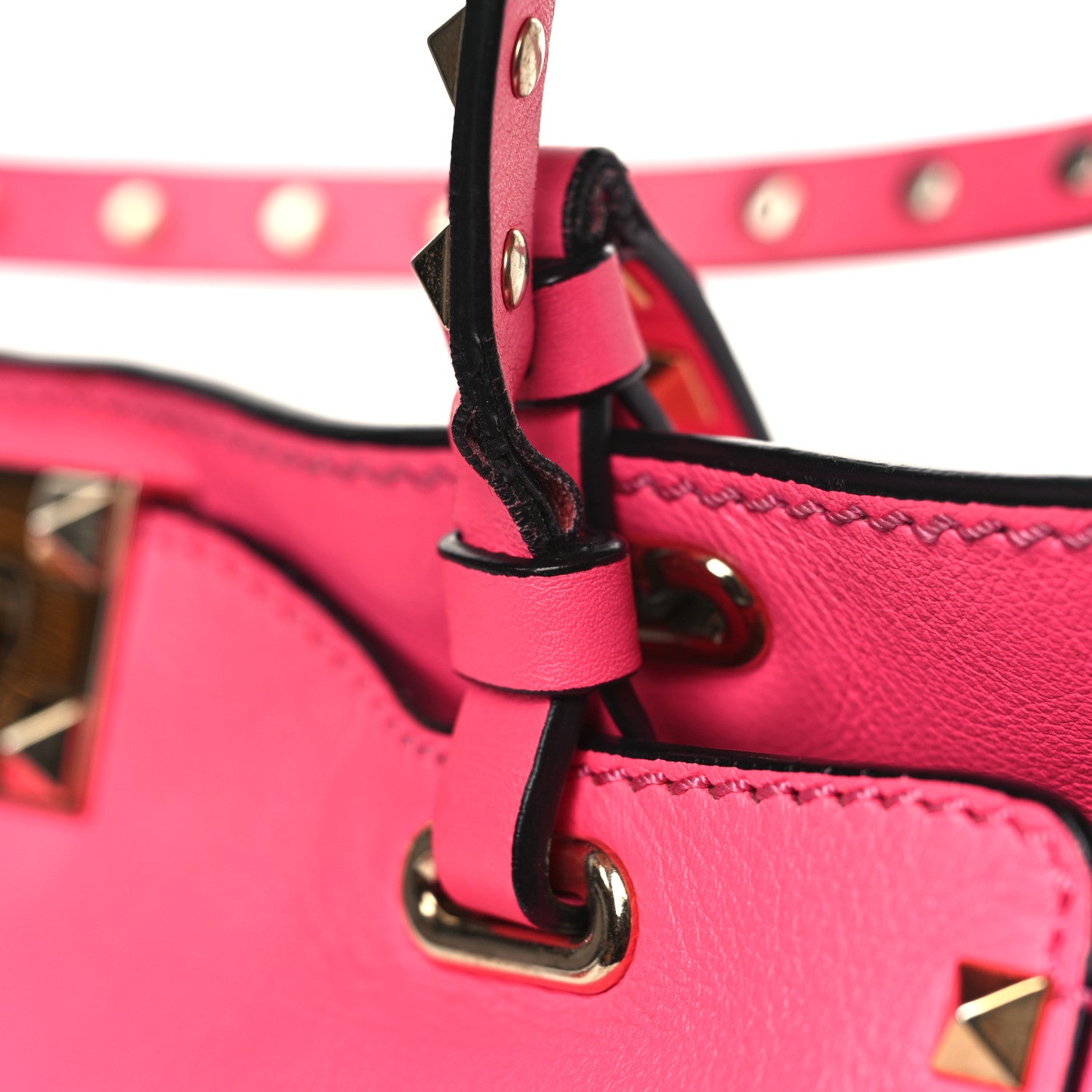 Valentino Garavani Vitello Small Rockstud Tote Fuxia Fluo 8 of 9