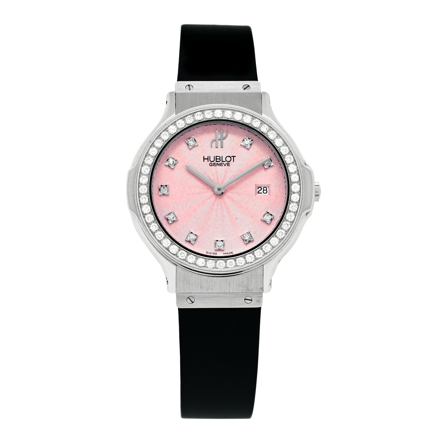 Hublot Stainless Steel Rubber Diamond Bezel 32mm Quartz Watch Pink 1405.1.014 1 of 4