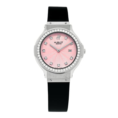 Hublot Stainless Steel Rubber Diamond Bezel 32mm Quartz Watch Pink 1405.1.014 1 of 4