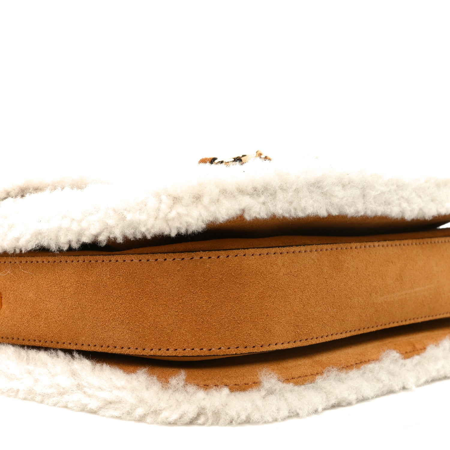 Gucci Suede Shearling Horsebit 1955 Shoulder Bag Brown 9 of 10