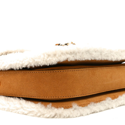 Gucci Suede Shearling Horsebit 1955 Shoulder Bag Brown 9 of 10