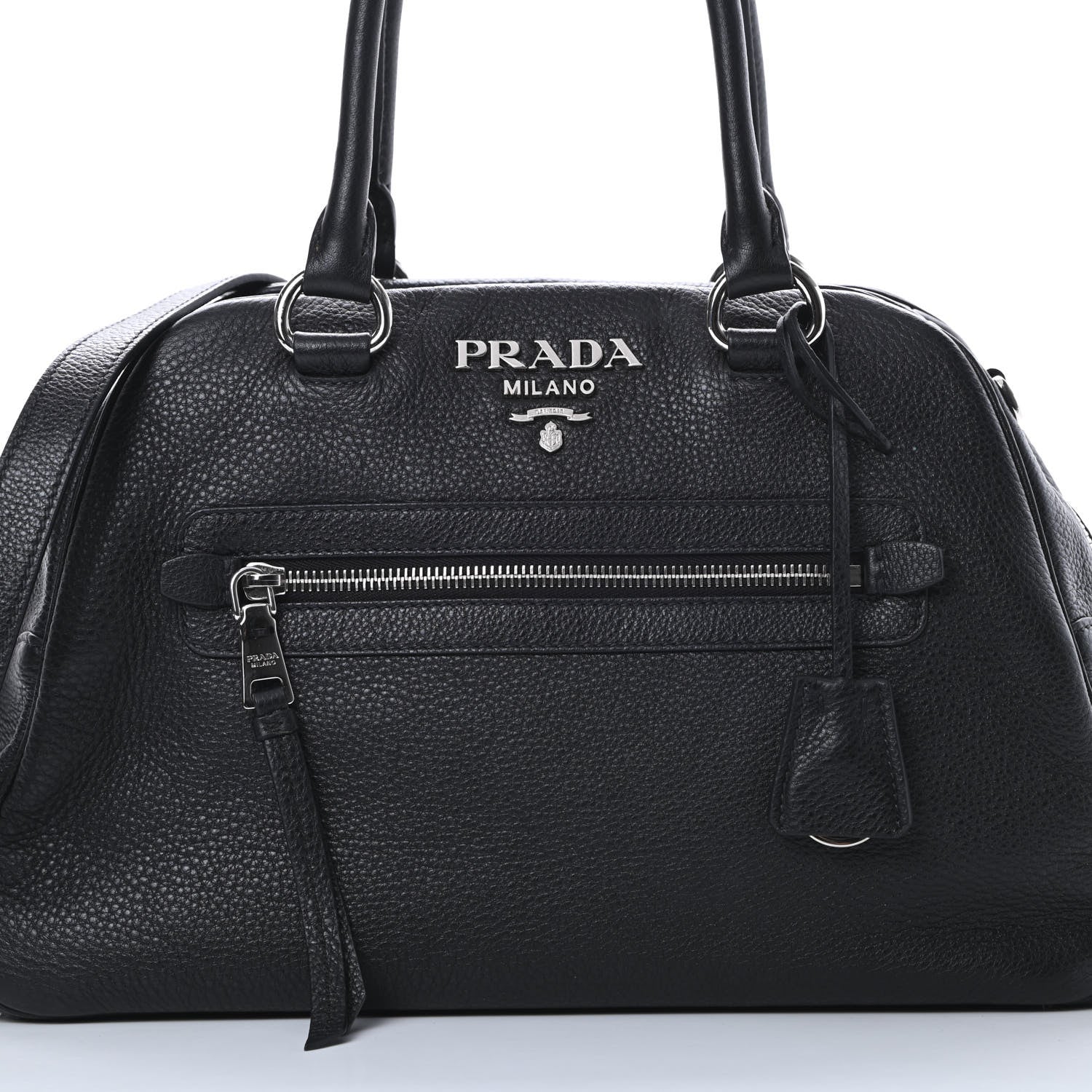 Prada Vitello Daino Dome Satchel Black 9 of 14