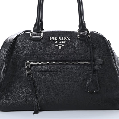 Prada Vitello Daino Dome Satchel Black 9 of 14