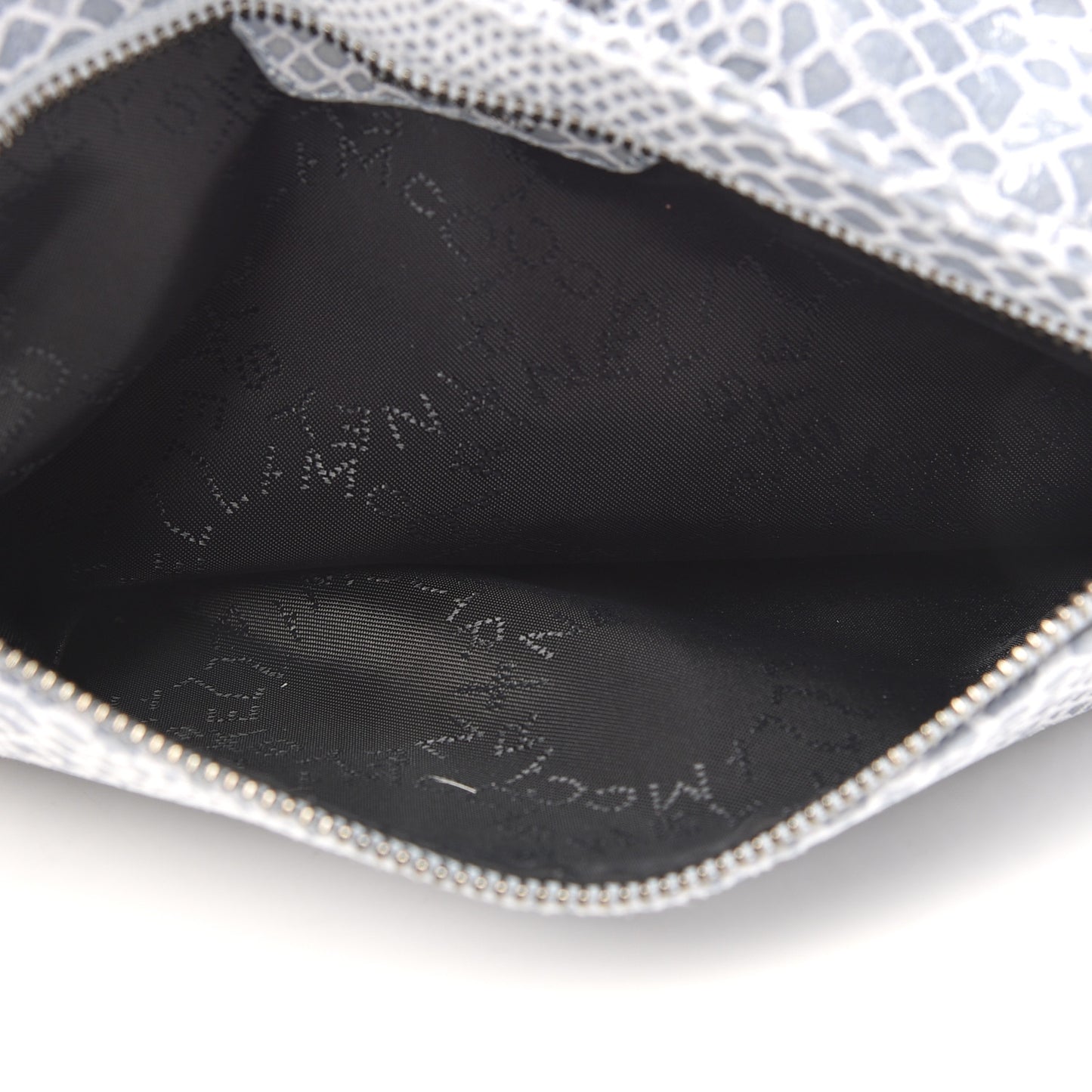 Eco Python Embossed Falabella Fold Over Clutch Light Blue