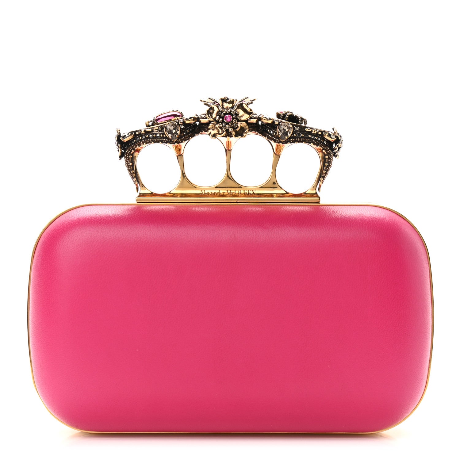 Alexander McQueen Nappa Butterfly Knuckle Duster Box Clutch Orchid Pink 1 of 11