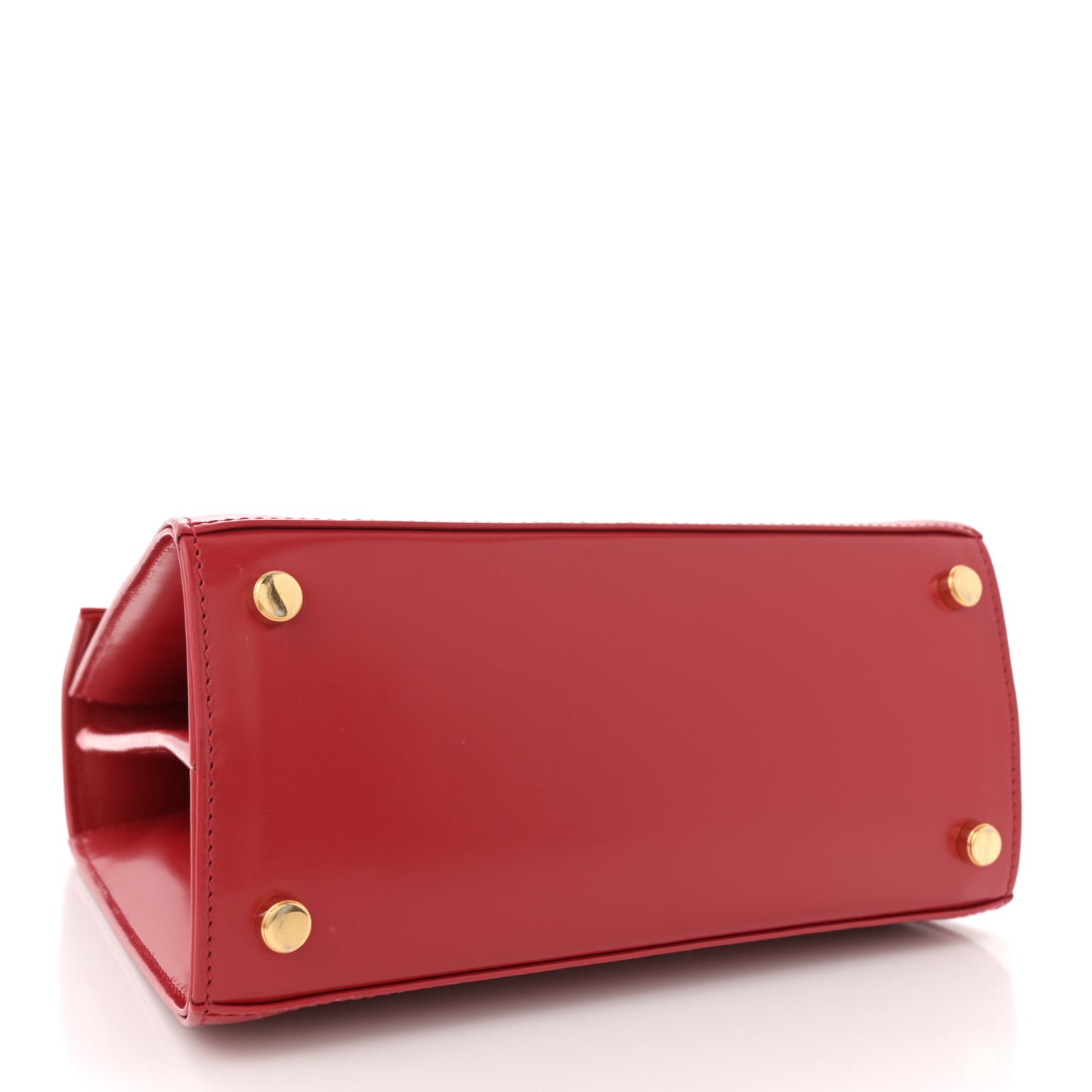 Brushed Off Calfskin Small Iconic Top Handle Red