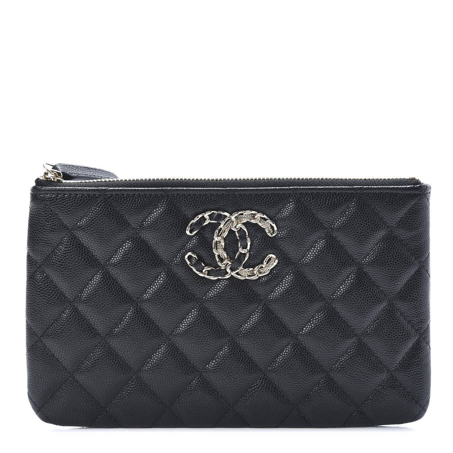 Caviar Quilted French New Wave Small CC Pouch Black