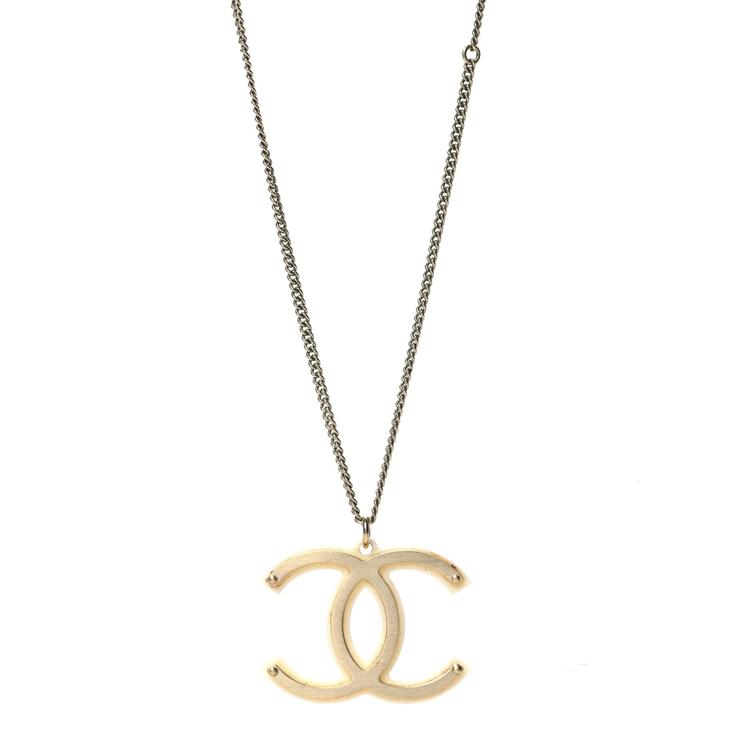 CC Pendant Necklace Gold White