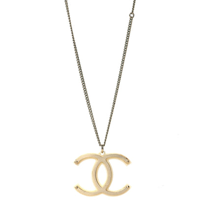 Chanel CC Pendant Necklace Gold White 1 of 5