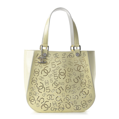 Chanel Patent Perforated CC No 5 Tote Yellow 1 of 12