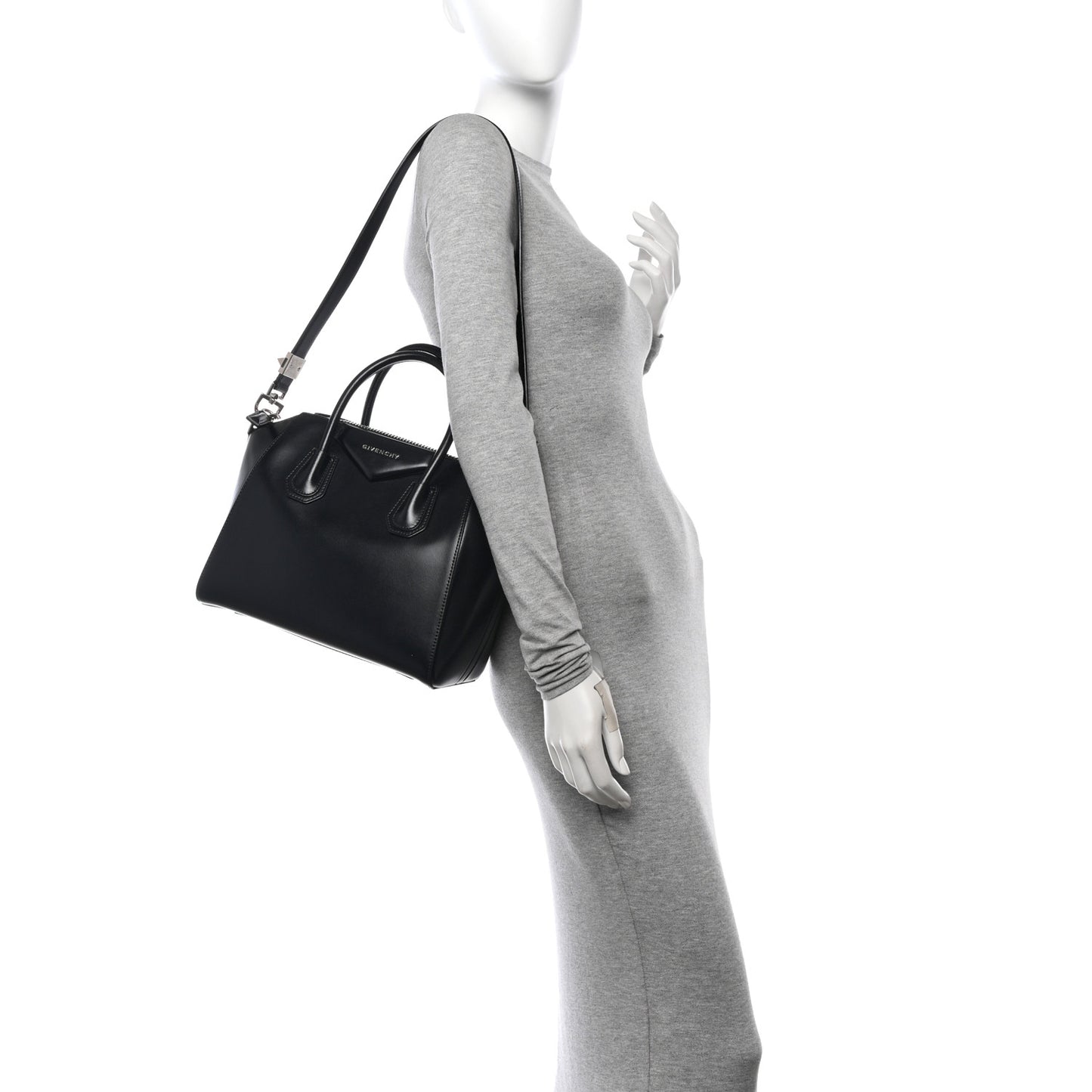Shiny Lord Calfskin Small Antigona Black