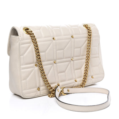 Gucci Calfskin Matelasse Studded Medium GG Marmont Shoulder Bag White 2 of 18