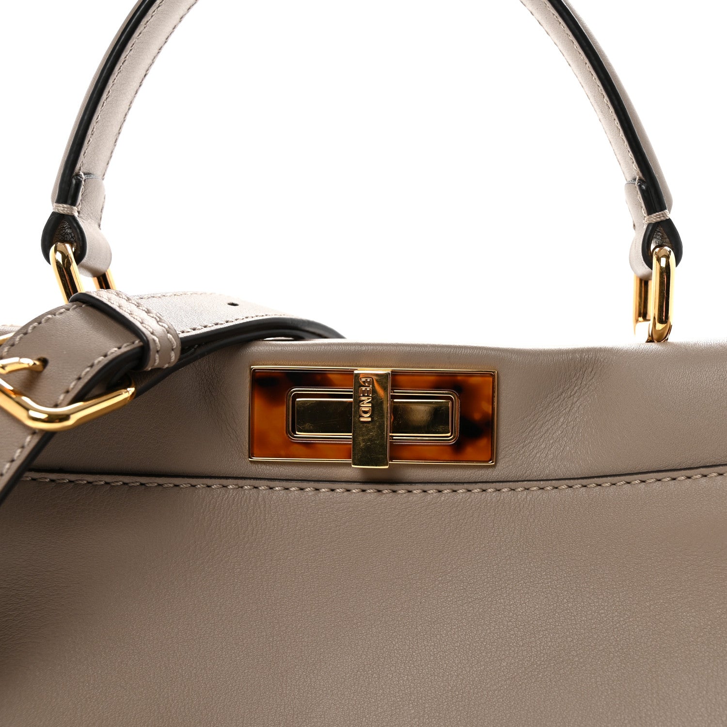 Fendi Vitello Seta Plexiglass Tortoise Medium Peekaboo Iconic