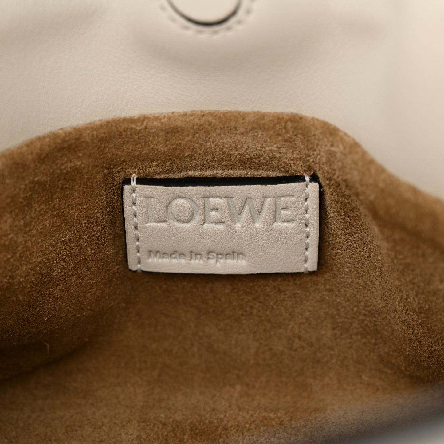 Calfskin Nano Flamenco Knot Clutch Soft White