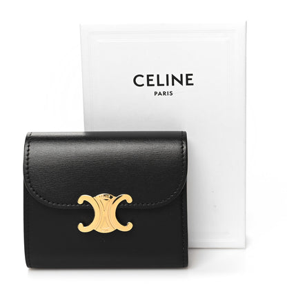 Celine Shiny Smooth Lambskin Small Triomphe Wallet Black 3 of 9