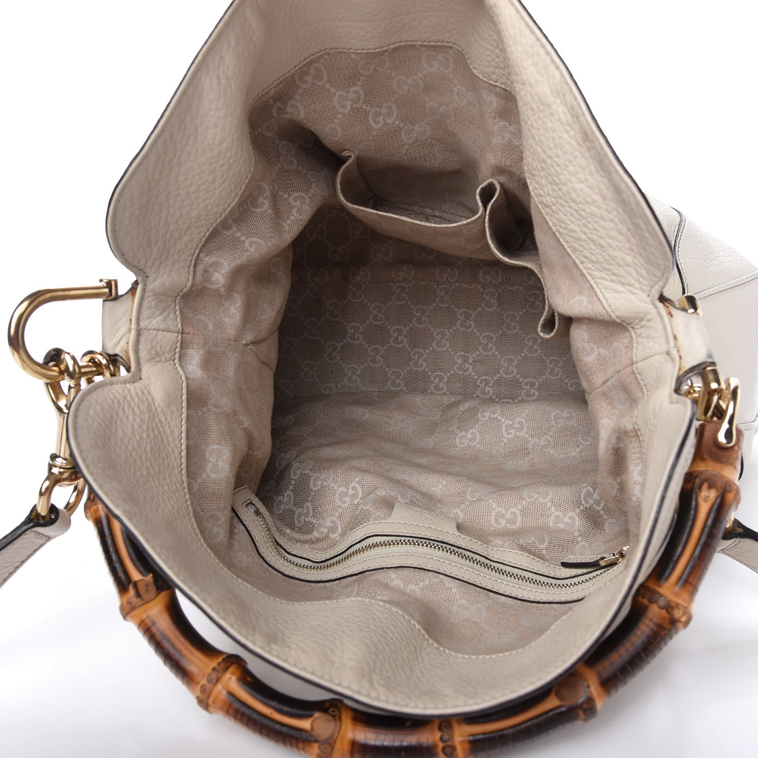 Gucci Pebbled Calfskin Medium Diana Bamboo Shoulder Bag Off White 5 of 9