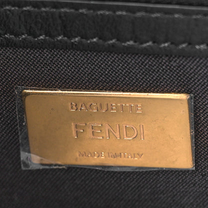 Fendi Shearling Vitello Dolce Macro FF 1974 Baguette Tobacco Black 6 of 8