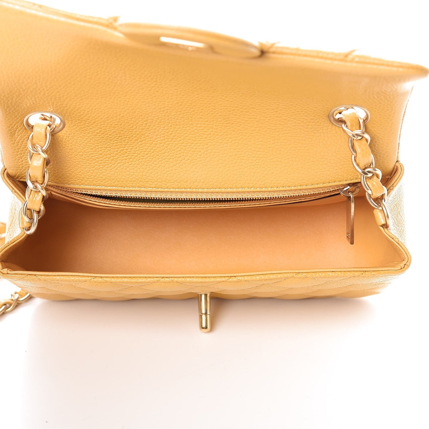 Caviar Quilted Mini Rectangular Flap Yellow