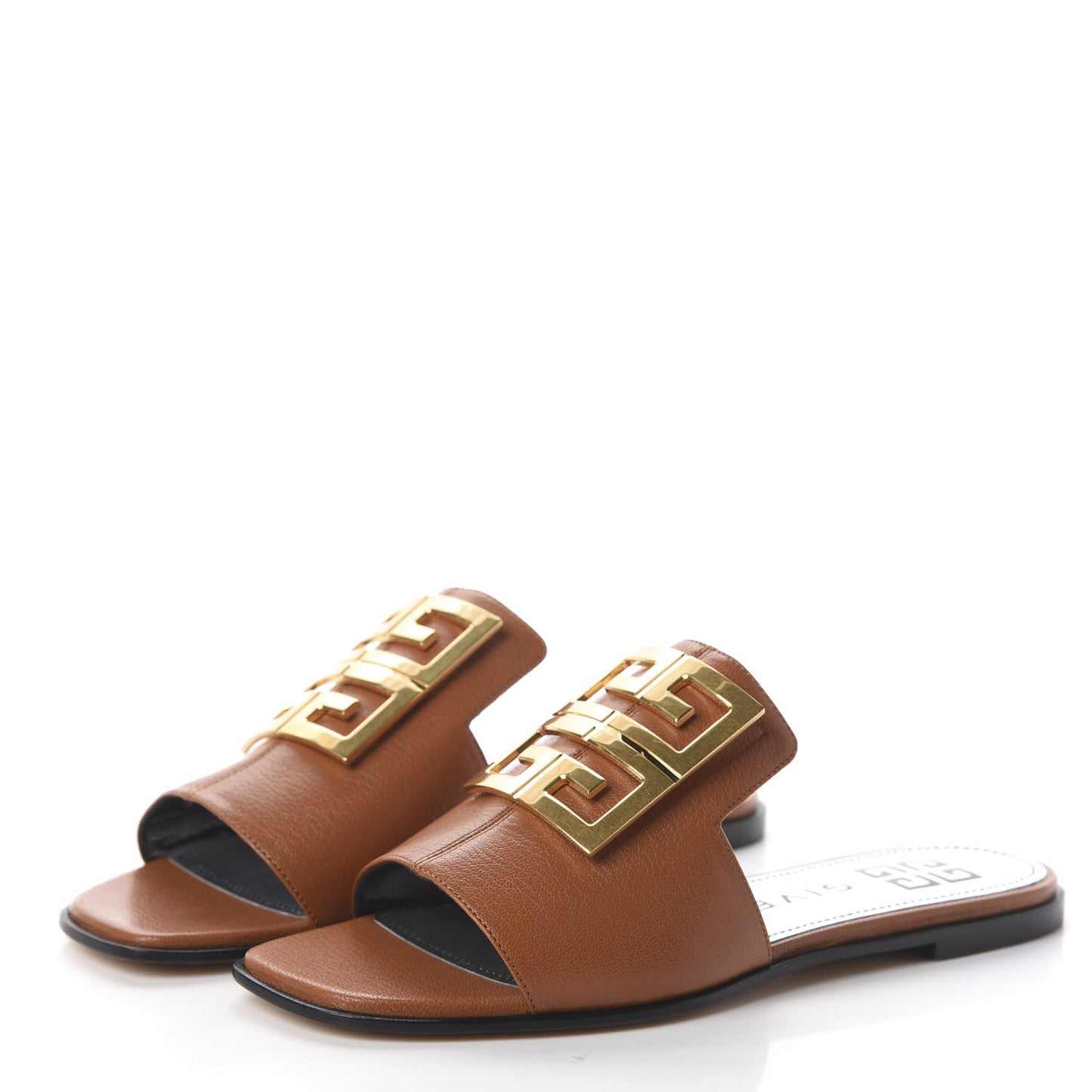 Goatskin 4G Flat Sandals 35 Brown