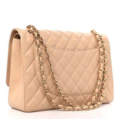 Chanel Caviar Quilted Maxi Double Flap Beige 3 of 14