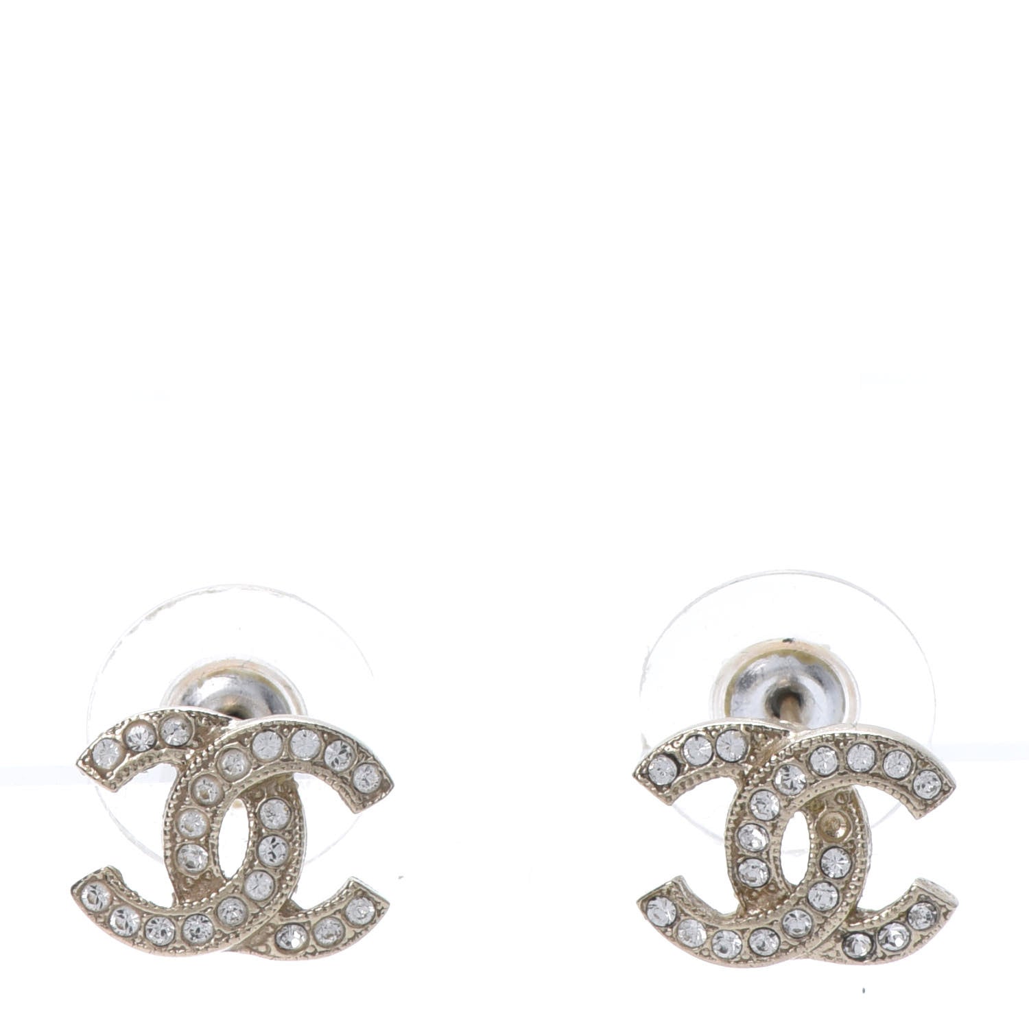Chanel Crystal CC Earrings Gold 1 of 5