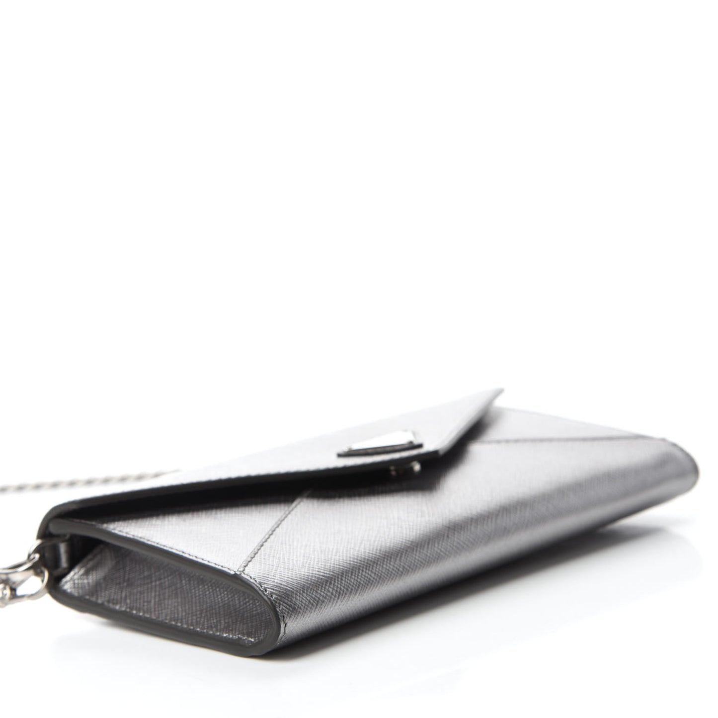Metallic Saffiano Triangle Mini Crossbody Bag Cromo