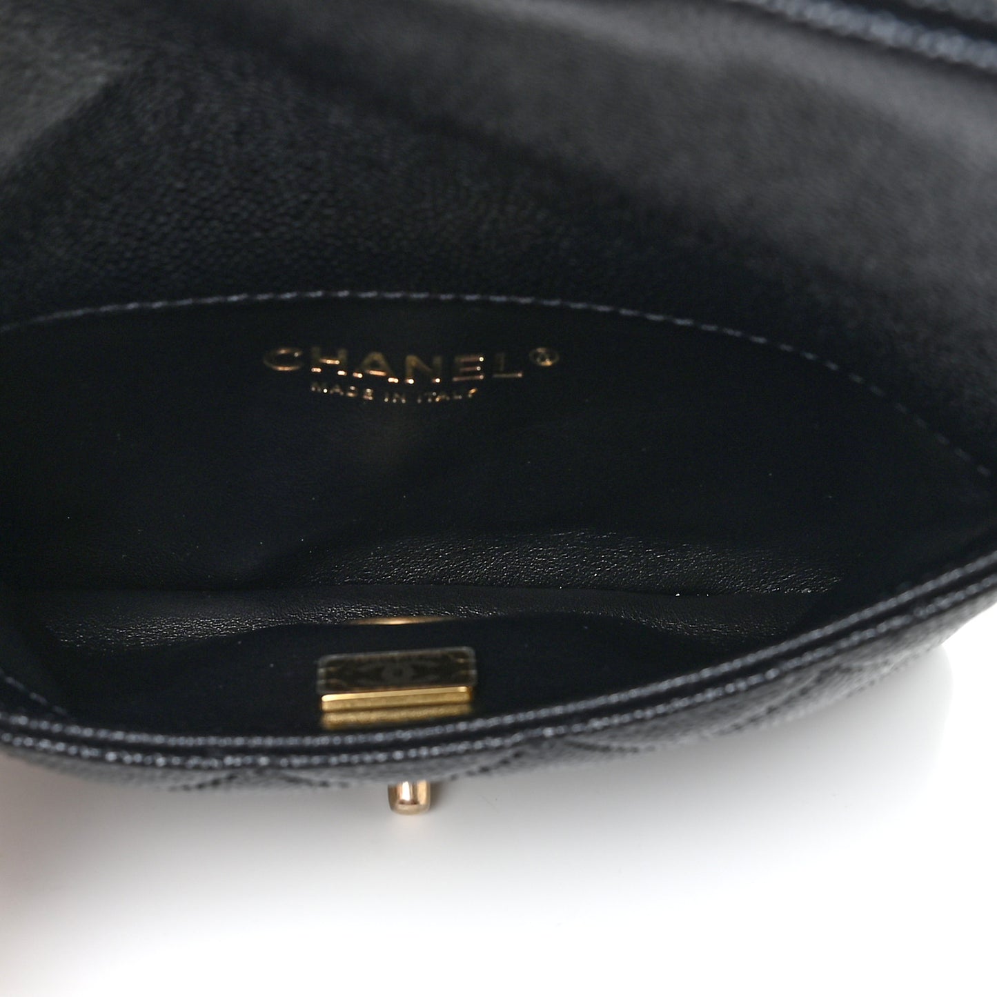 Shiny Caviar Pick Me Up Flap Belt Bag Black