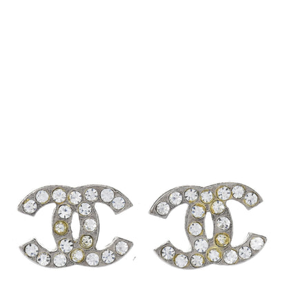 Chanel Crystal Timeless CC Earrings Silver 1 of 3