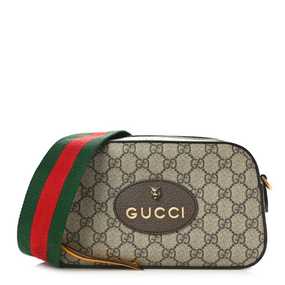 Gucci GG Supreme Monogram Web Neo Vintage Shoulder Bag Beige New Acero Crop 1 of 10