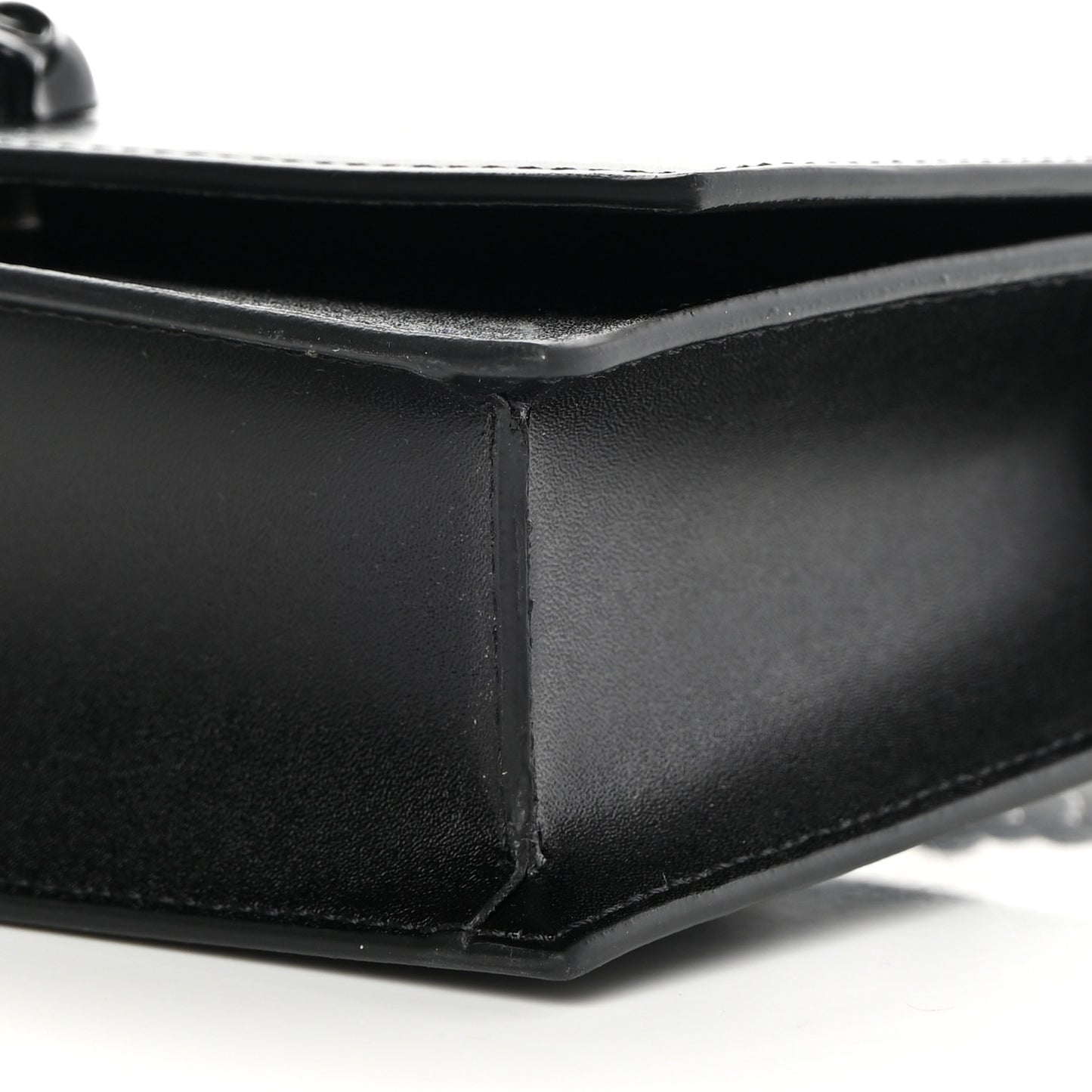 Calfskin Mini Skull Chain Crossbody Bag Black