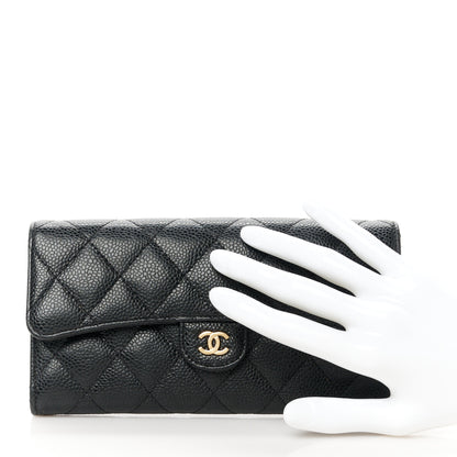 Chanel Caviar Quilted Long Flap Wallet Black 2 of 9